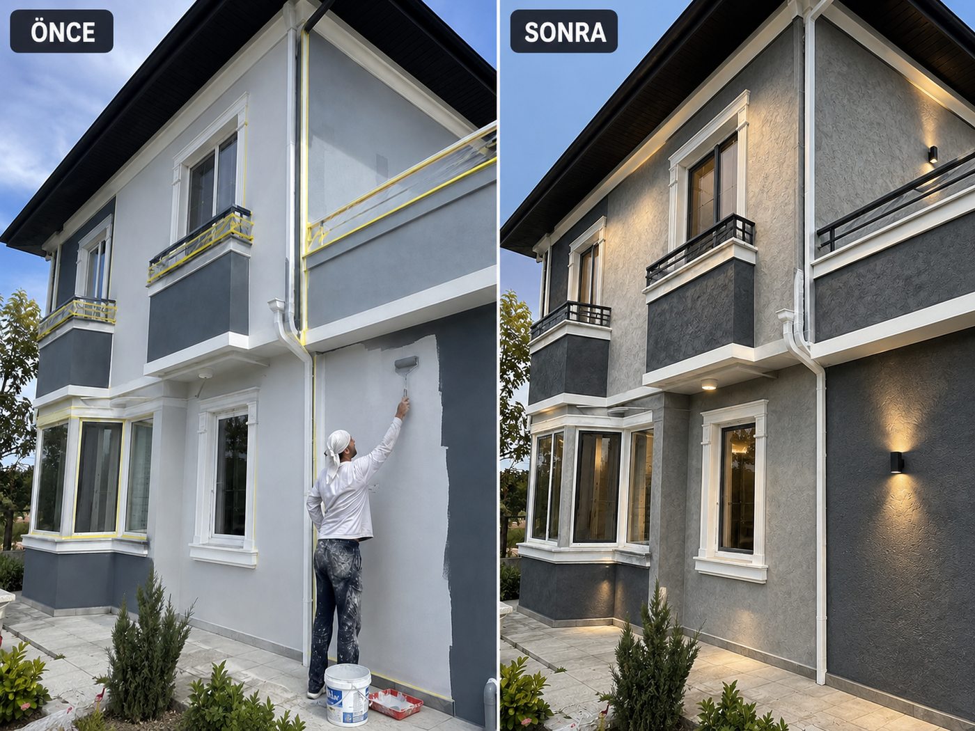 Evka 3 dış cephe boya öncesi ve sonrası