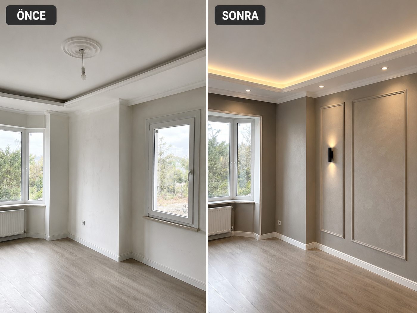 Evka 3 iç cephe boya öncesi ve sonrası